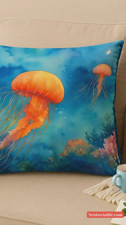Jellyfish Throw Pillow